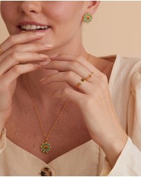Ottoman Hands - Marigold Turquoise and Red Agate Beaded Pendant Necklace
