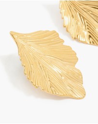 Lovisa - Waterproof Gold Plated Stainless Steel Textured Leaf Earrings