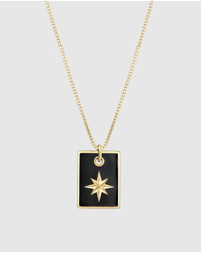 Kuzzoi - ICONIC EXCLUSIVE - North Star Dog Tag Necklace in Gold-Plated 925 Silver