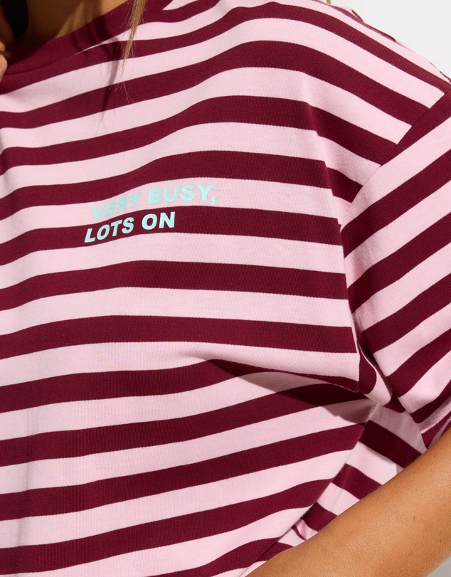 Dazie - Nostalgia Stripe Oversized Graphic Boyfriend Tee