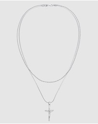 Kuzzoi - ICONIC EXCLUSIVE - Necklace Layer Cross Cord Chain in 925 Sterling Silver