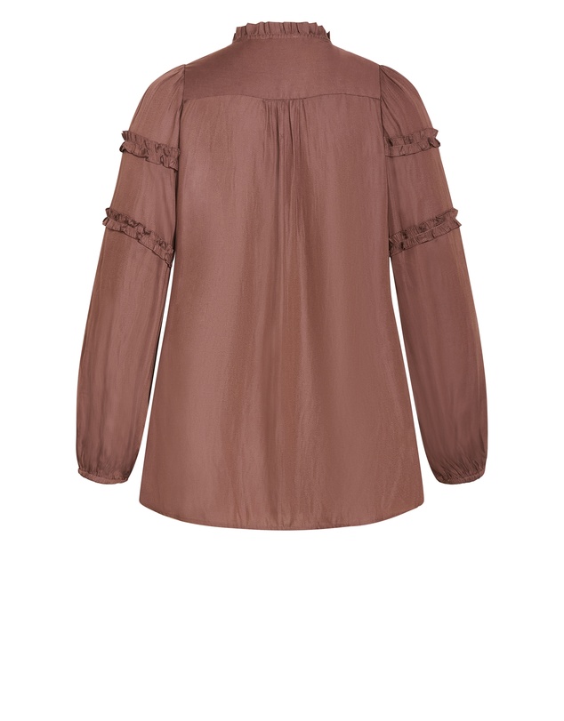 City Chic - Plus size Drama Queen Long Sleeve Shirt - cinnamon
