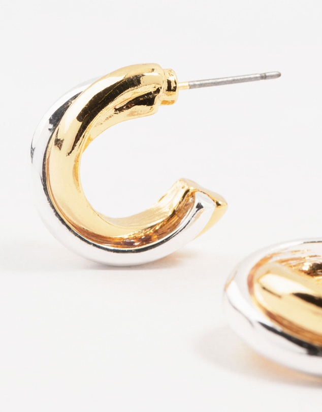 Lovisa - Mixed Metals Cross Hoop Stud Earrings