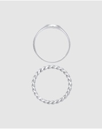 Elli Jewelry - Ring Signet Basic Band Twist Set of 2 in 925 Sterling Silver
