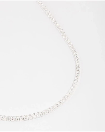 Lovisa - Silver Plated Fine Cubic Zirconia Cupchain Tennis Necklace