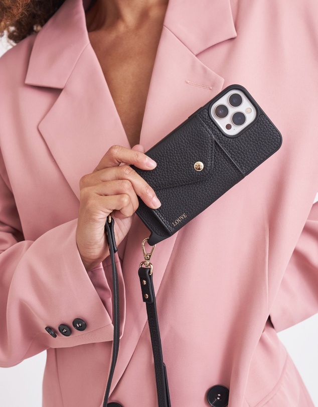 LOUVE COLLECTION - Leather Phone Case Wallet & Strap + Pearl Wristlet