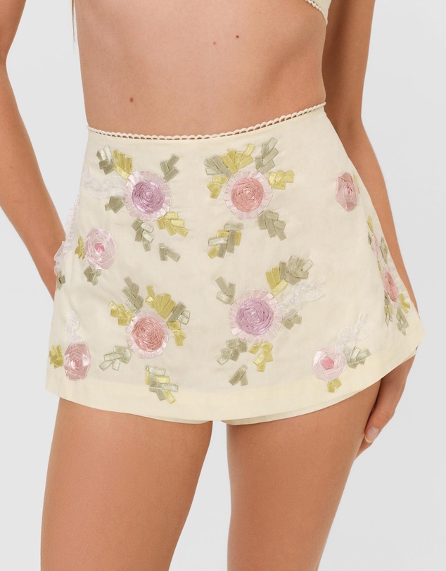 For Love & Lemons - Ribbon Flowers Skort