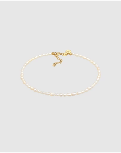 Elli Jewelry - Freshwater Pearl Anklet in Gold-Plated 925 Silver