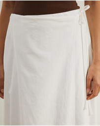 Atmos&Here - Hero Linen Blend Wrap Midi Skirt