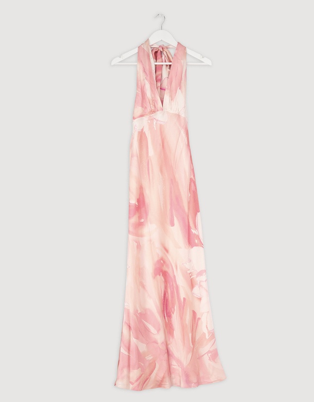 Revibe - Repaired Shona Joy Roberts Halter Neck Maxi Dress - AU 6