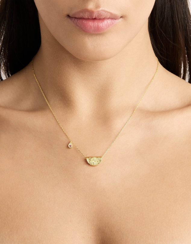 By Charlotte - Gold Lotus Birthstone Necklace - October
