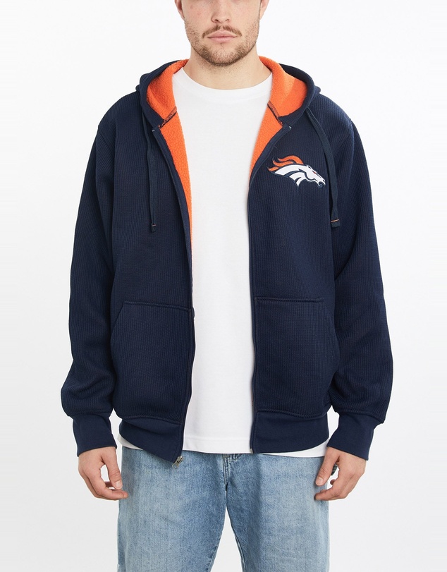 Vintage by The Real Deal - Pre Loved - Vintage NFL Denver Broncos Fleece Lined Hooded Sweatshirt