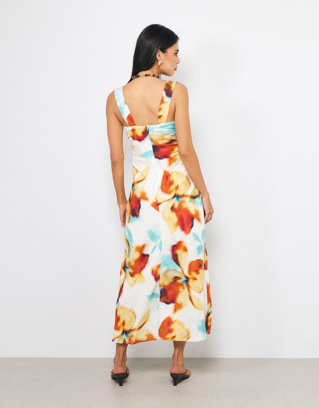 AERE - Emia Twist Front Linen Midi Dress