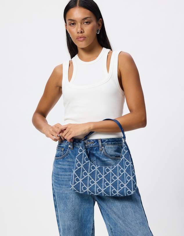 Calvin Klein - Emblem Aop Denim Shoulder Bag