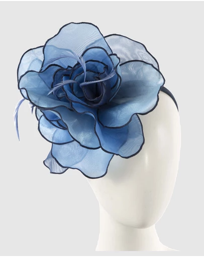 Max Alexander - Blue Organza Flower Fascinator