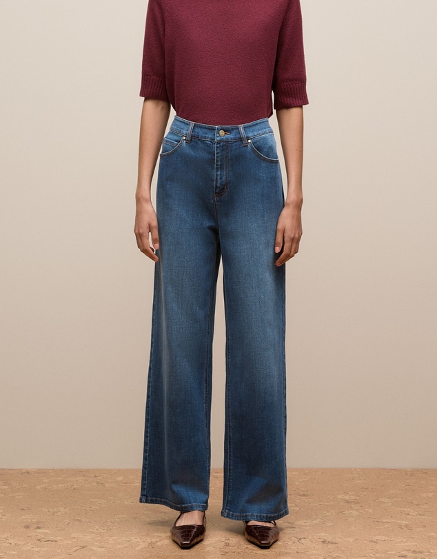 Trenery - Australian Cotton Blend High Waist Jean in Mid Blue