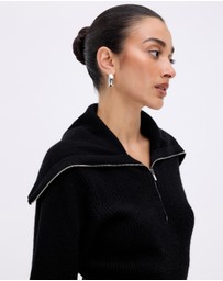 Minima Esenciales - Cyro Merino Wool Cashmere Blend Zip Knit Jumper