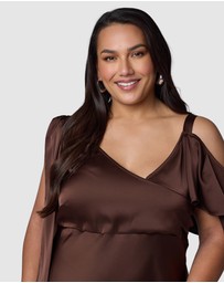 Pink Dusk by Curve Project - Tap In Satin Maxi Dress