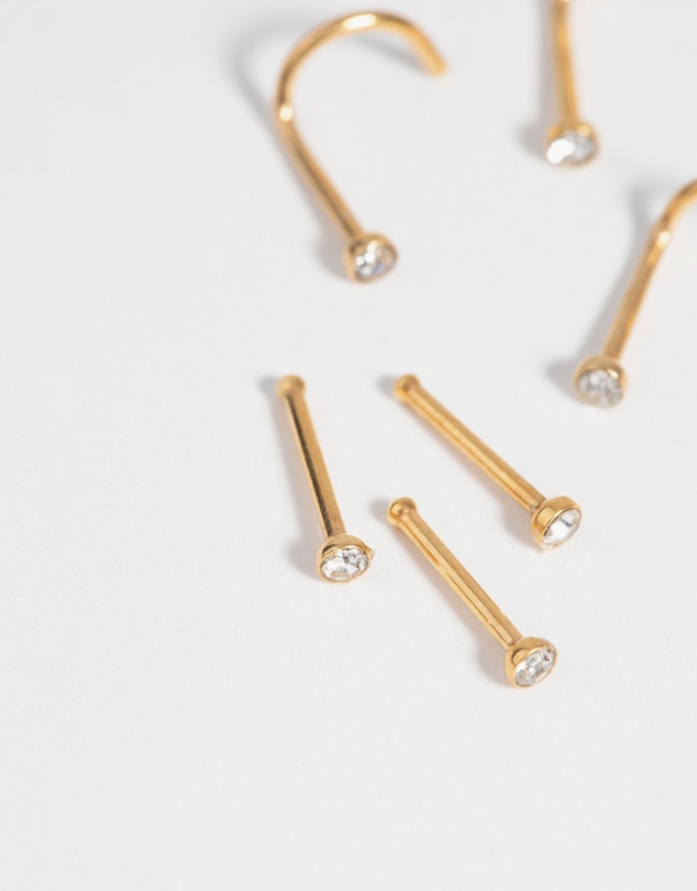 Lovisa - Gold-Plated Surgical Steel Nose Stud 6-Pack