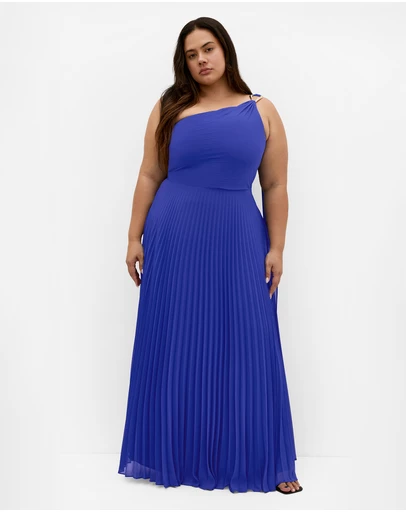 City Chic - Eloura One Shoulder Pleat Maxi Dress