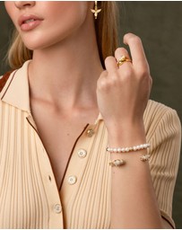 Nialaya Jewellery - Wristband with Pearl and Gold