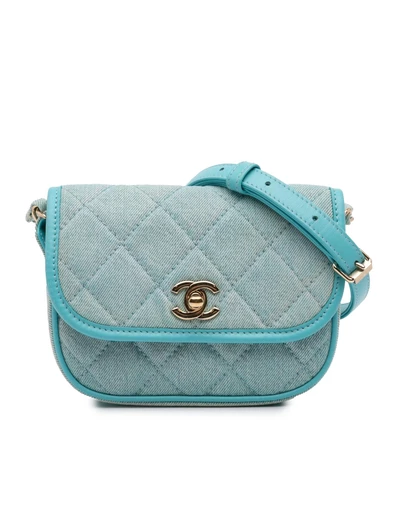 Pre-Loved by Azura Reborn - Pre-Loved Mini CC Quilted Denim Messenger Flap