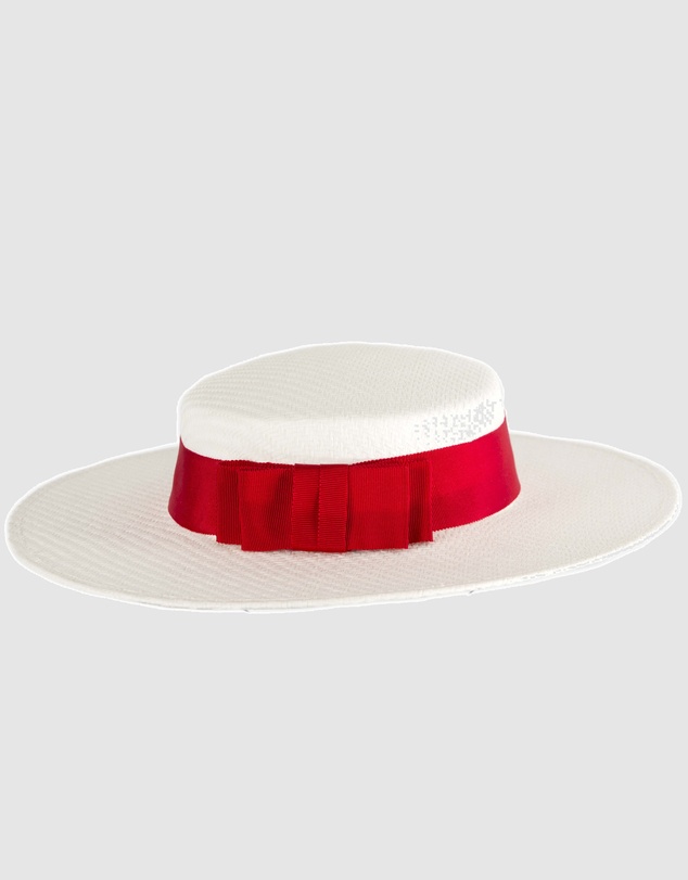 Max Alexander - White and Red Boater Hat