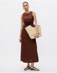 Minima Esenciales - Reyna Gathered Linen Midi Dress