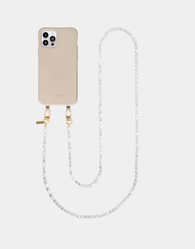 LOUVE COLLECTION - Desert Sand Phone Case + Pearl Crossbody Chain