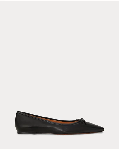 Polo Ralph Lauren - Pointed Leather Ballet Flats - Women's