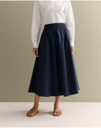Trenery - Cotton Poplin Pull On Skirt in Navy