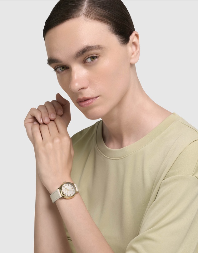 Furla - Easy Shape Yellow Gold-Tone Grey Leather Strap Watch