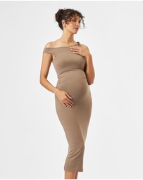 Ripe Maternity - Luxe Knit Off Shoulder Dress