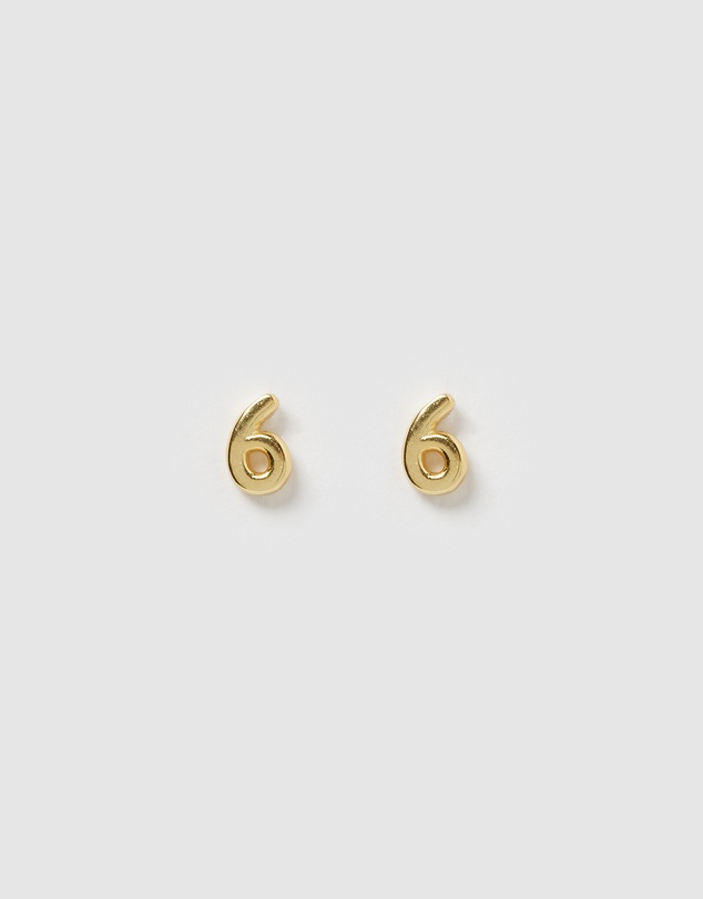 Izoa - Number 6 Stud Earrings