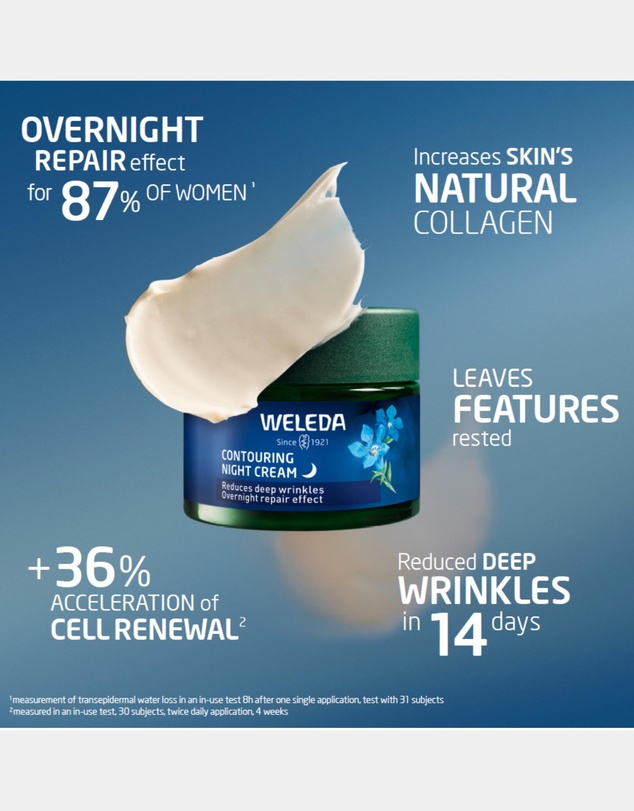 Weleda - Contouring Night Cream - Blue Gentian & Edelweiss, 40ml