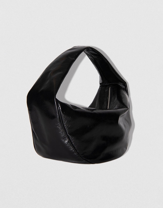 By Far - Maxi Cush Black Creased Leather Bag