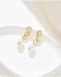 Mestige - Tribute Baroque Pearl Earrings - 18K Gold Plated