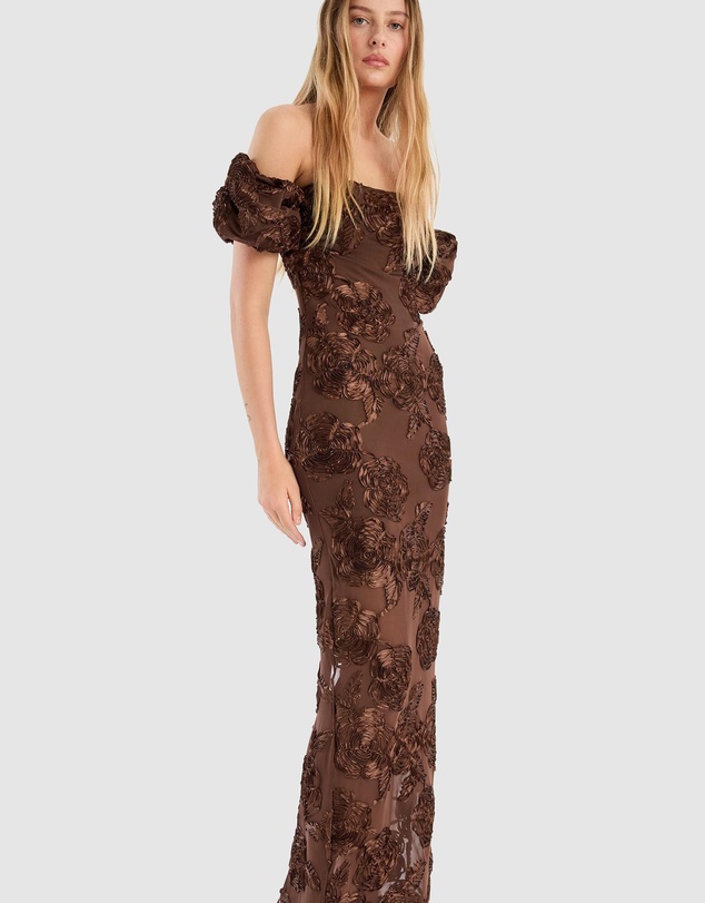 ROTATE - Flower Mesh Maxi Dress