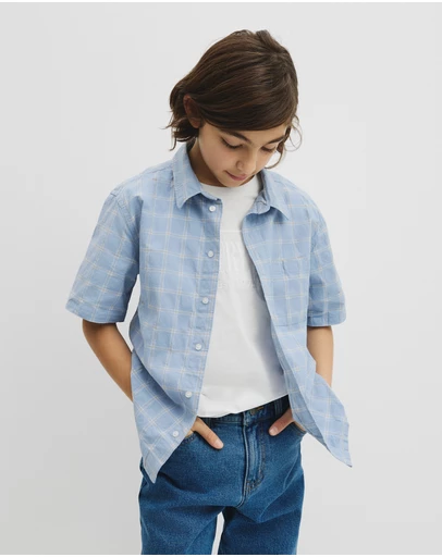 Country Road - Teen Contrast Check Short Sleeve Shirt
