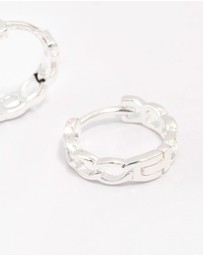 Lovisa - Sterling Silver Textured Huggie Hoop Earrings