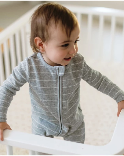 Kynd Baby - Organic Cotton Waffle in Grey Stripe