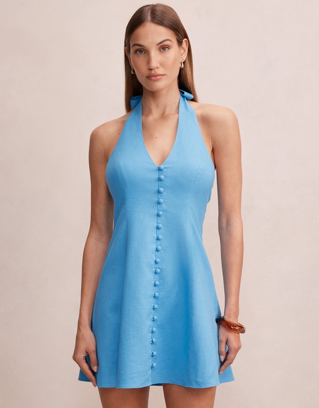 Forever New - Ina Button Front Halter Neck Mini Dress