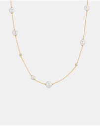 Ania Haie - Gold Asymmetric Shell Pearl Station Necklace