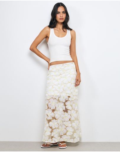 White Floral Sequin