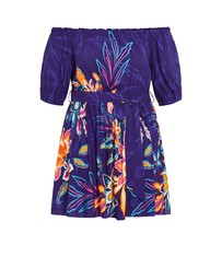 City Chic - Plus size Island Breeze Placement Dress - indigo