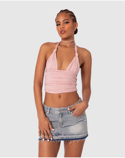 EDIKTED - Lillie Knotted Halter Top