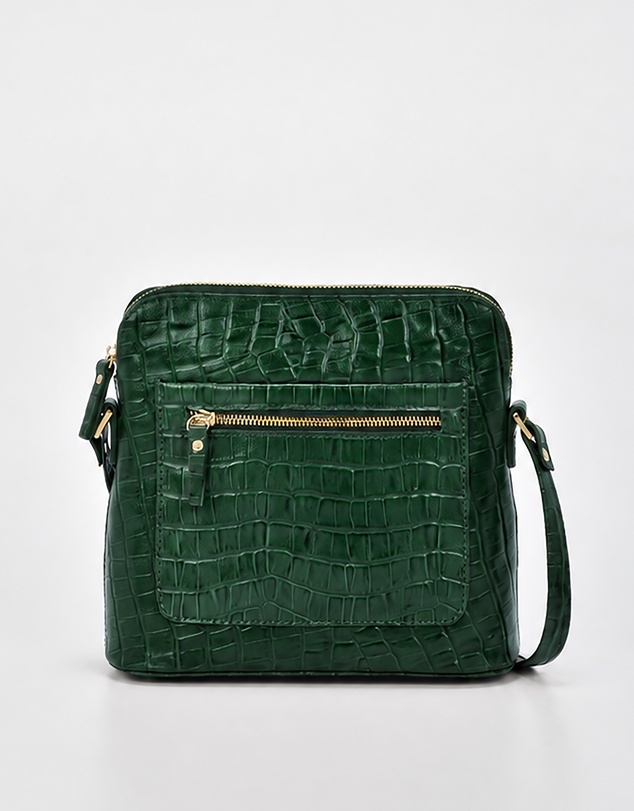 Cobb & Co - Kingsley Croc Leather RFID Safe Crossbody