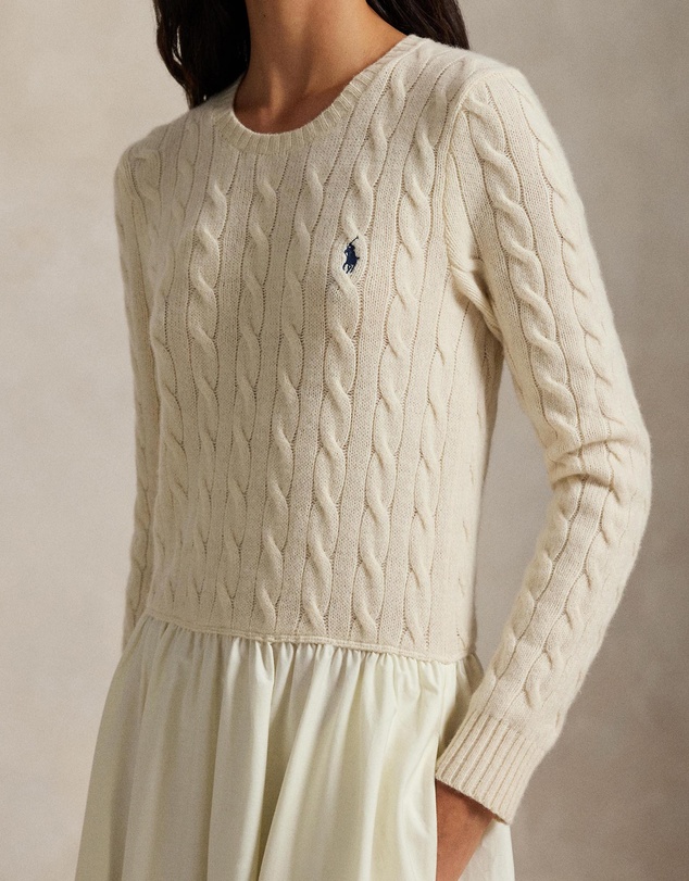 Polo Ralph Lauren - Cable-Knit Poplin Dress - ICONIC EXCLUSIVE