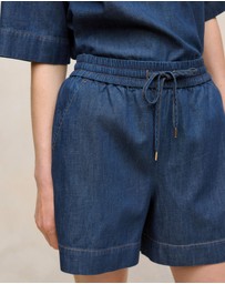 Trenery - Soft Denim Drawcord Short in Mid Blue