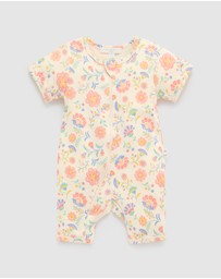 Purebaby - Short Sleeve Sleep Pyjama Zip Growsuit -Kids-Babies